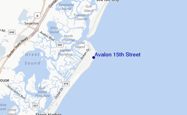 mapa de localização de Avalon 15th Street