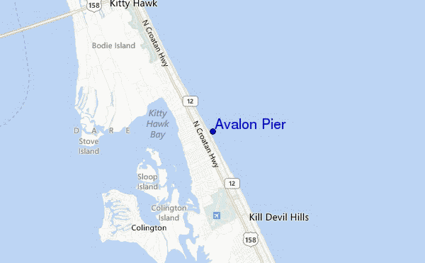 mapa de localização de Avalon Pier