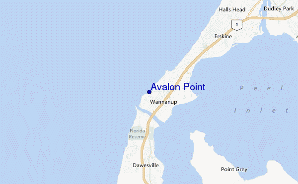 mapa de localização de Avalon Point