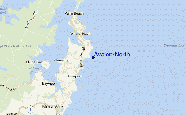 mapa de localização de Avalon-North