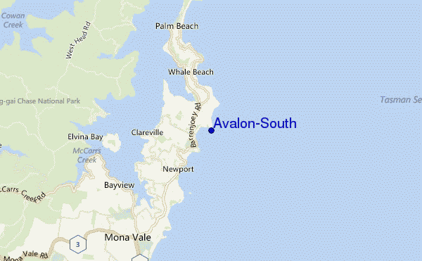 mapa de localização de Avalon-South