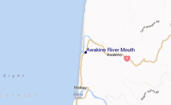 mapa de localização de Awakino River Mouth