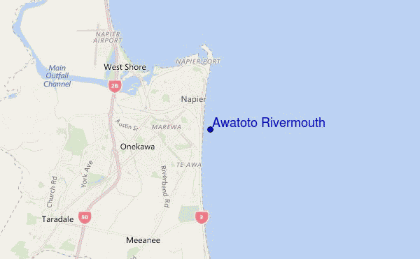 mapa de localização de Awatoto Rivermouth