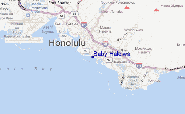 mapa de localização de Baby Haleiwa