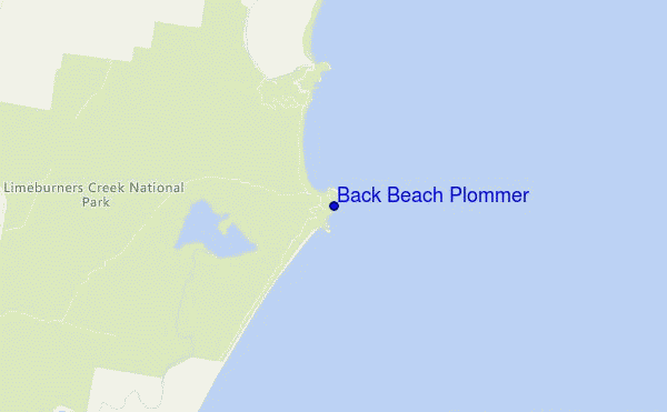 mapa de localização de Back Beach Plommer
