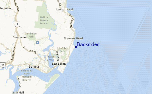 mapa de localização de Backsides