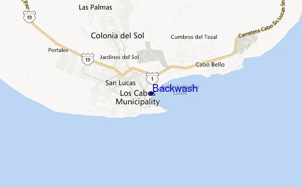 mapa de localização de Backwash