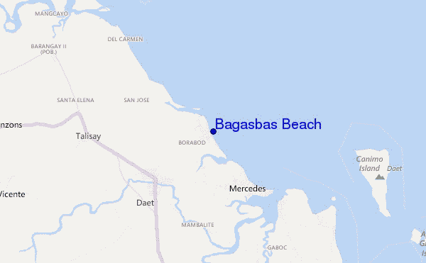 mapa de localização de Bagasbas Beach