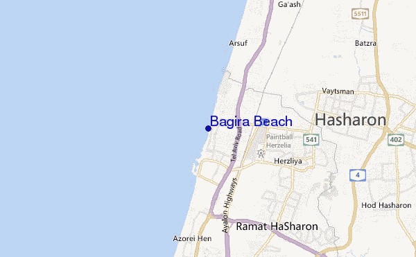 mapa de localização de Bagira Beach