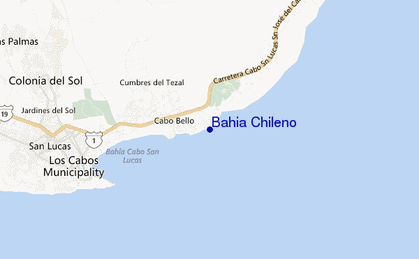 mapa de localização de Bahia Chileno