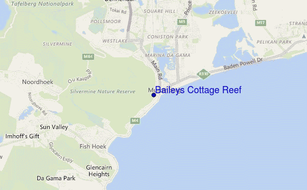 mapa de localização de Baileys Cottage Reef