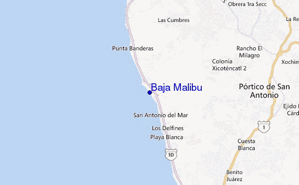mapa de localização de Baja Malibu