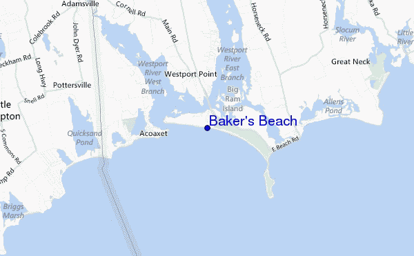 mapa de localização de Baker s Beach