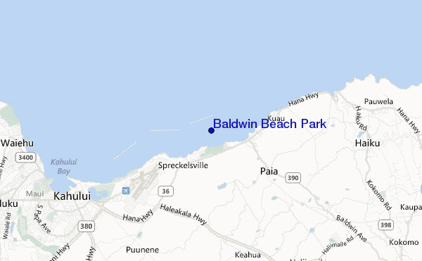 mapa de localização de Baldwin Beach Park