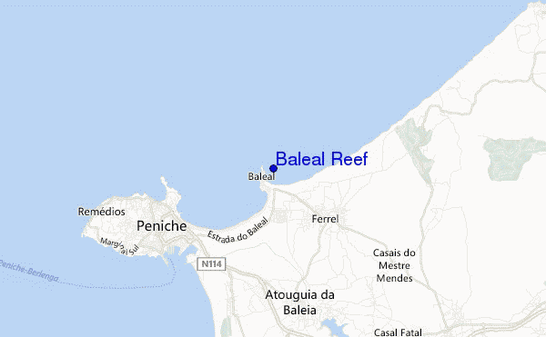 mapa de localização de Baleal Reef