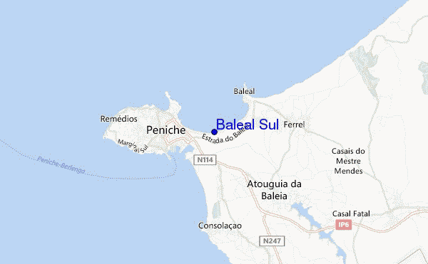 mapa de localização de Baleal Sul