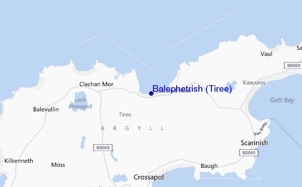 mapa de localização de Balephetrish (Tiree)