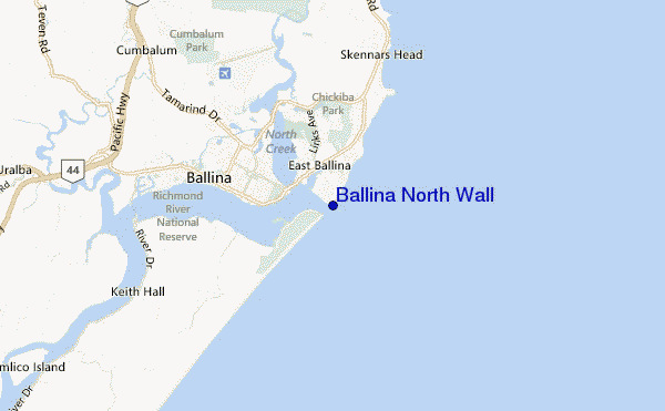 mapa de localização de Ballina North Wall