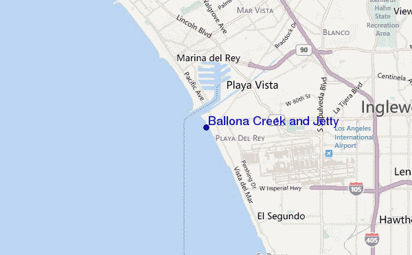 mapa de localização de Ballona Creek and Jetty