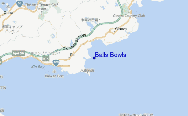 mapa de localização de Balls Bowls