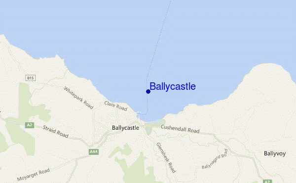 mapa de localização de Ballycastle