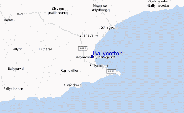 mapa de localização de Ballycotton