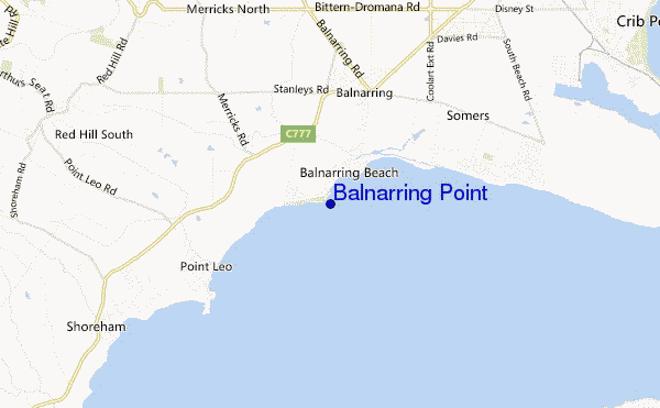 mapa de localização de Balnarring Point
