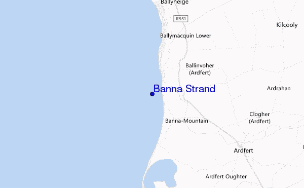 mapa de localização de Banna Strand