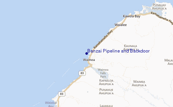 mapa de localização de Banzai Pipeline and Backdoor