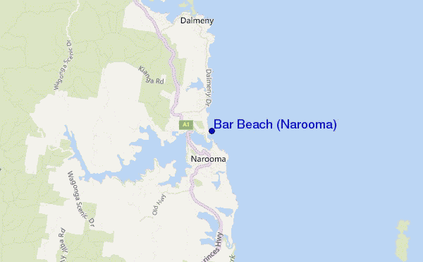 mapa de localização de Bar Beach (Narooma)
