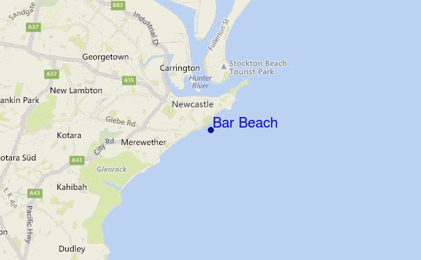 mapa de localização de Bar Beach