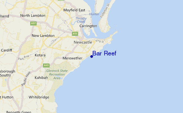 mapa de localização de Bar Reef