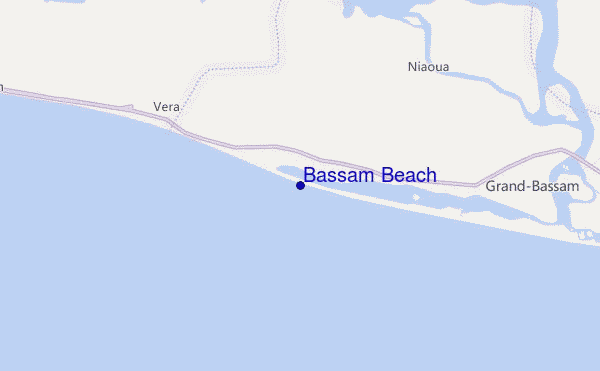 mapa de localização de Bassam Beach