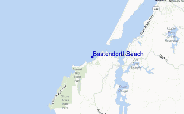mapa de localização de Bastendorff Beach