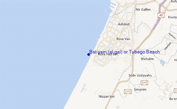 mapa de localização de Bat-yam (al gal) or Tubego Beach