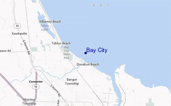 mapa de localização de Bay City