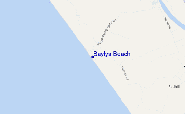 mapa de localização de Baylys Beach