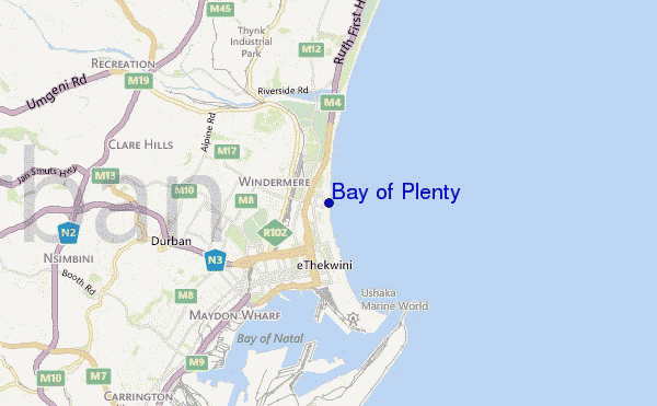 mapa de localização de Bay of Plenty
