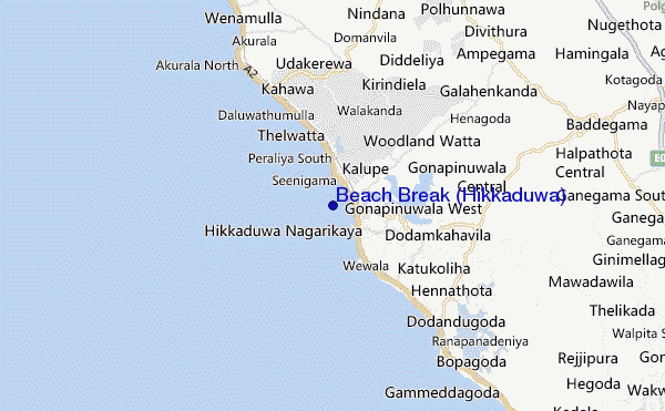 mapa de localização de Beach Break (Hikkaduwa)