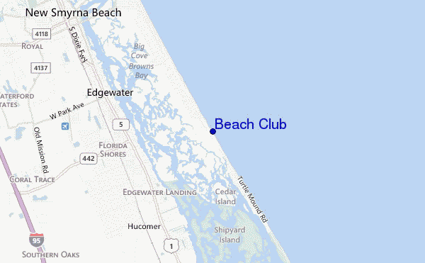 mapa de localização de Beach Club