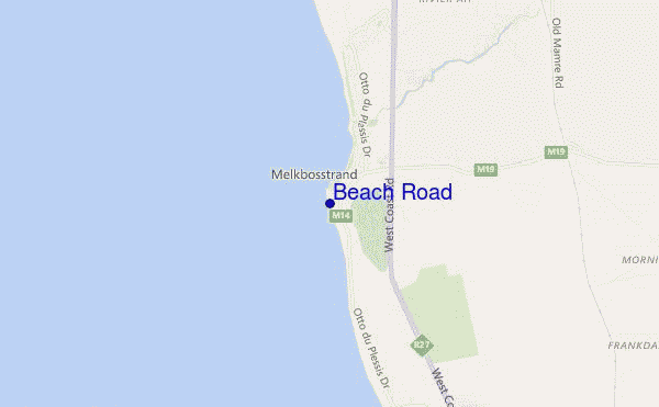 mapa de localização de Beach Road
