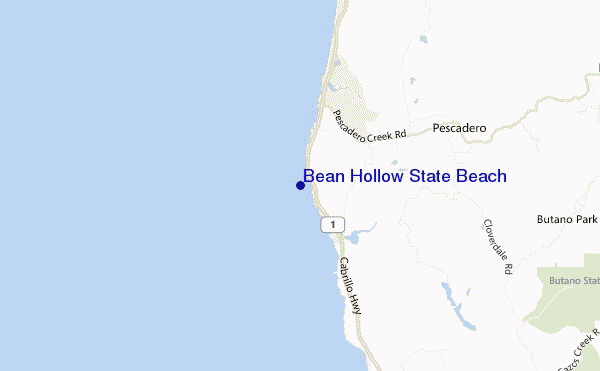 mapa de localização de Bean Hollow State Beach