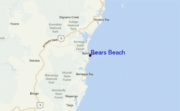 Bears Beach Location Map