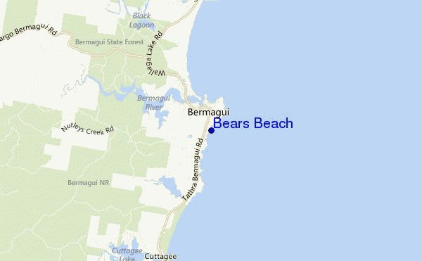 mapa de localização de Bears Beach