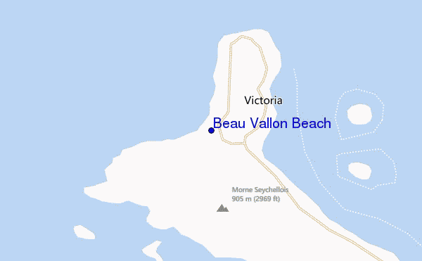 mapa de localização de Beau Vallon Beach