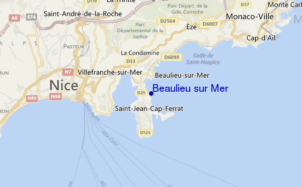 mapa de localização de Beaulieu sur Mer