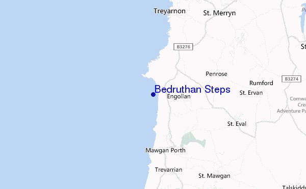 mapa de localização de Bedruthan Steps