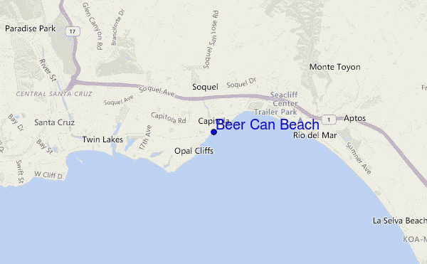 mapa de localização de Beer Can Beach