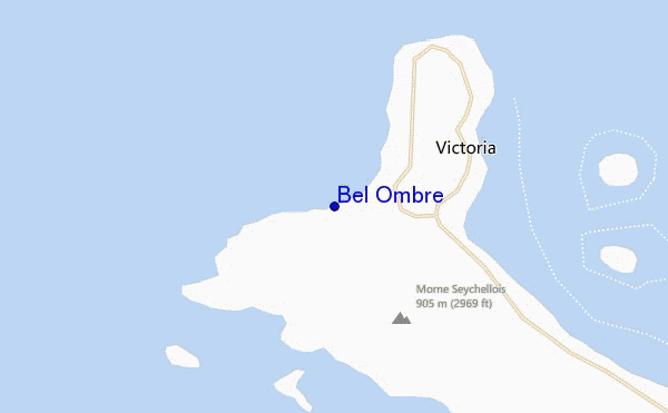 mapa de localização de Bel Ombre