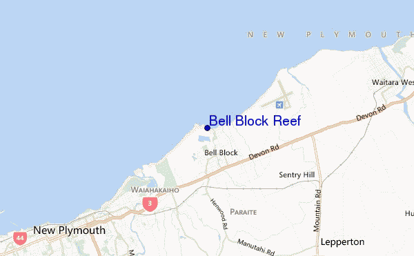 mapa de localização de Bell Block Reef